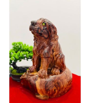 Tượng Linh Vật Chó Ngồi Gỗ Cẩm Việt - Dài 37cm, Mang May Mắn Và Tài Lộc