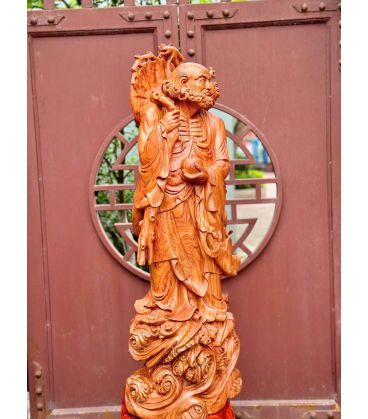 Tượng Gỗ Hương Đạt Ma Quá Hải - Phong Thủy Cao 80cm