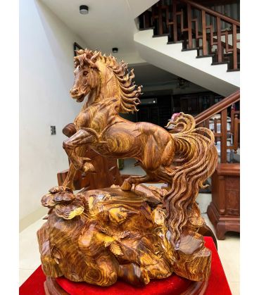 Tượng Linh Vật Ngựa  Nhất Mã, Gỗ Cẩm Việt Liền Khối