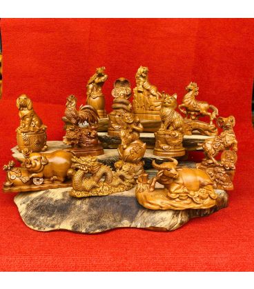 Bộ Linh Vật 12 Con Giáp Cao 20cm Gỗ Bách Xanh