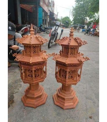 Cặp Lông Đen Thờ 2 Tầng Gỗ Hương Cao Cấp - Chiều Cao 80cm