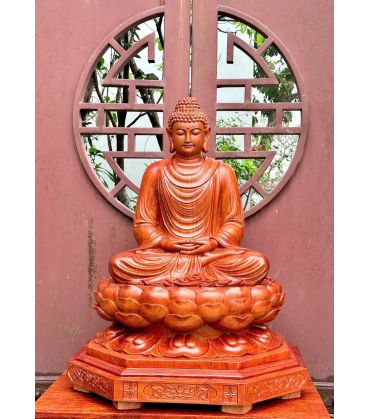 Tượng Phật Thích Ca Mâu Ni  Toạ Đài Sen Gỗ Hương Cao 80cm