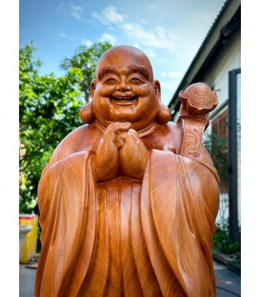 Tượng Di Lặc Chúc Phúc Gỗ Hương Đá - Cao 1m25