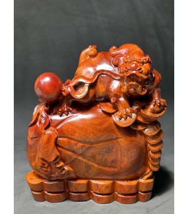 Tượng Linh Vật Phong Thủy Nghê Béo Gỗ Hương - Mang Tài Lộc, Cao 50