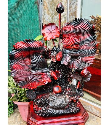 Tượng Linh Vật, Cá Xiêm Uyên Ương Gỗ Trắc Ta Đỏ Đen