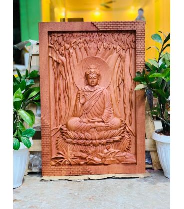 Tranh Gỗ Phật Thích Ca Mâu Ni Ngồi Thiền