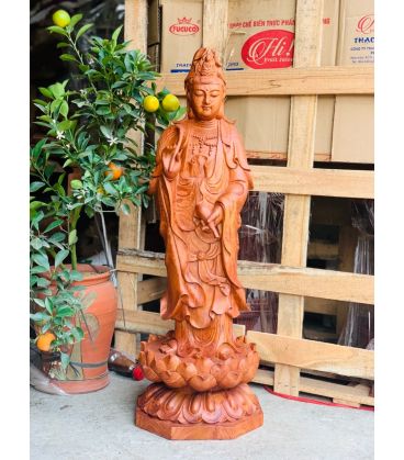 Quan Âm Bồ Tát Đứng Đài Sen Cao 80cm