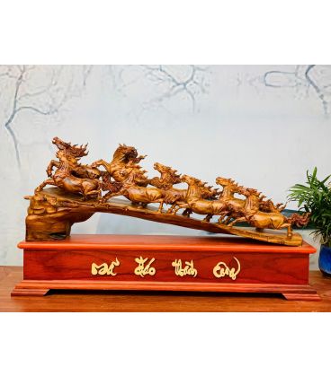 Tượng Ngựa Bát Mã Gỗ Sưa Đỏ Bắc
