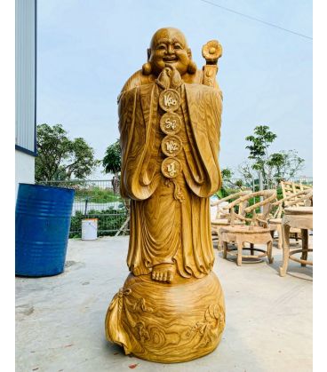Tượng Phật Di Lặc Chúc Phúc Vạn Sự Như Ý - Gỗ Cẩm Vàng 