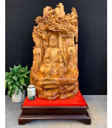 Tượng Gỗ Nhất Tâm Bái Phật - Gỗ Ngọc Am Do Nghệ Nhân Chế Tác