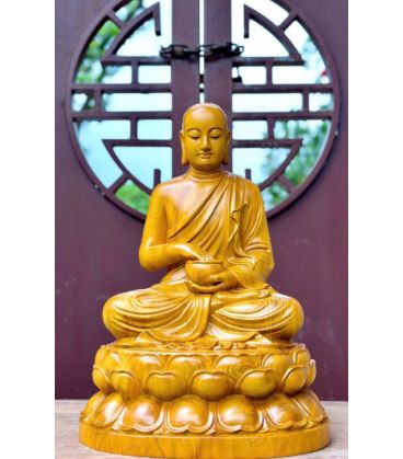 Tượng Thánh Tăng Si Va Li Gỗ Gõ Vàng Cao 50cm