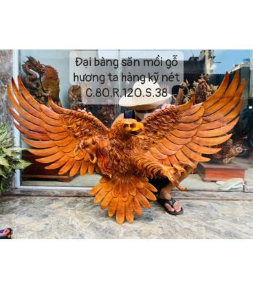 Tượng Đại Bàng Treo Tường - Gỗ Hương Ta Ngang 120cm